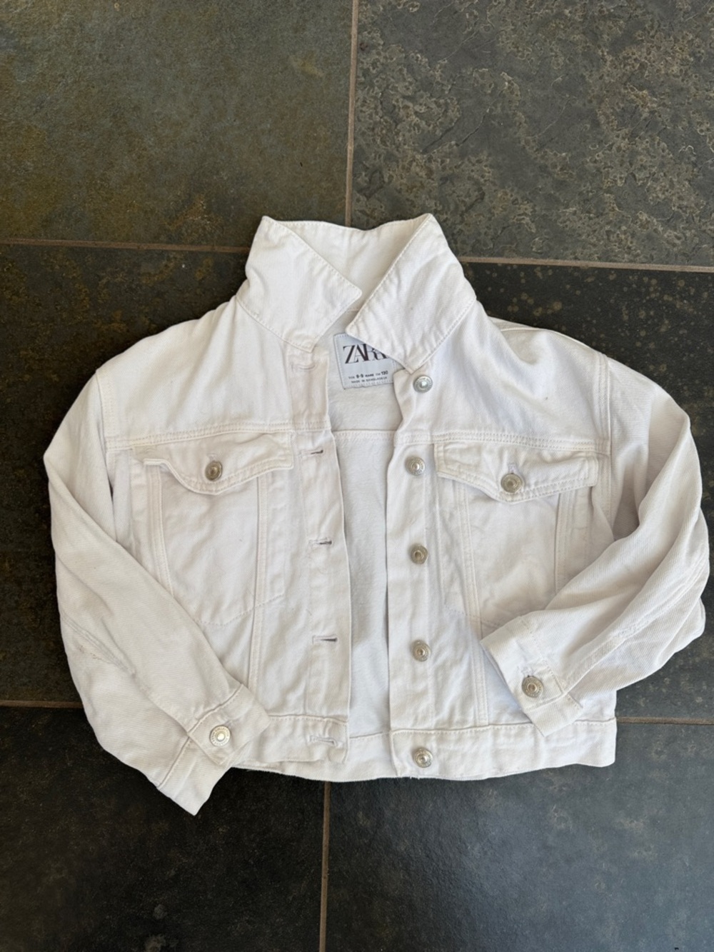 Zara White Cropped Denim Jacket